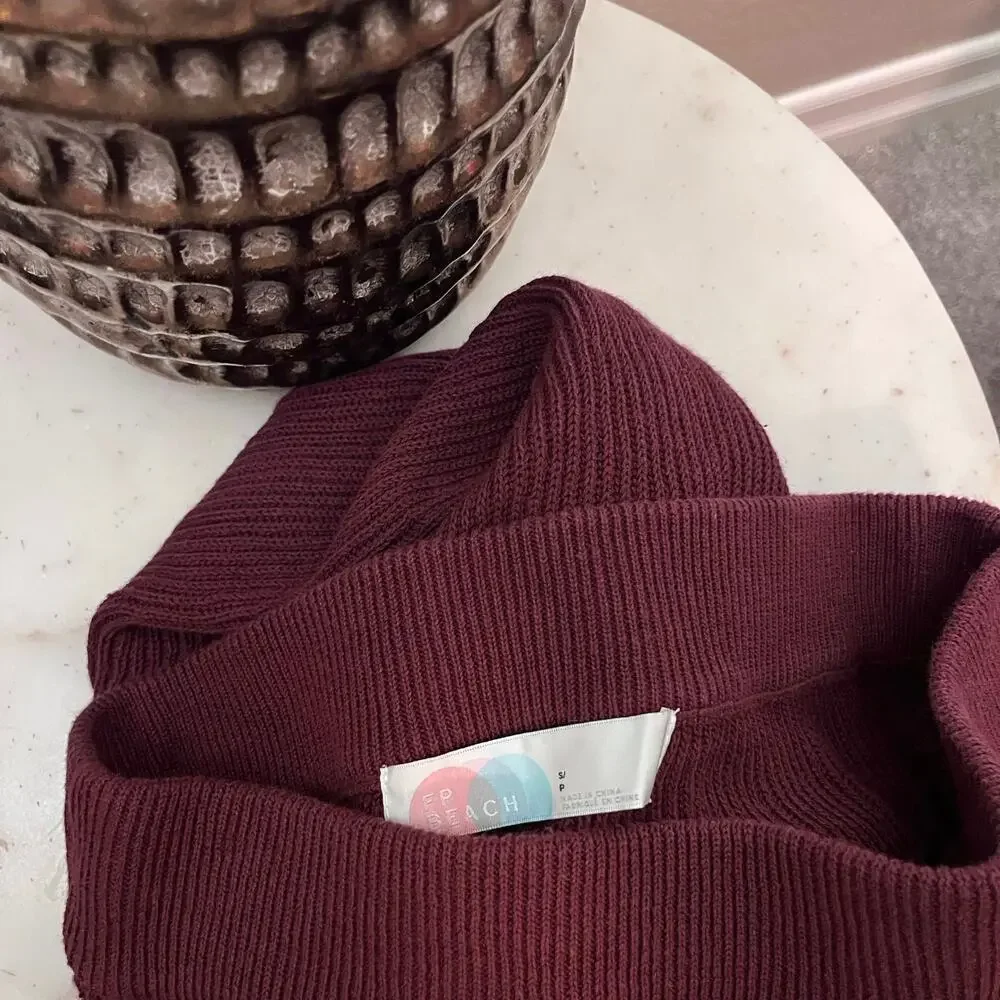 Free People Beach Burgundy Red Pull On Pant Knit Small High Waist Linen Blend